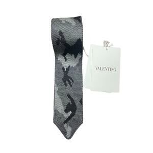Valentino Gray Camo Jacquard Silk Tie New